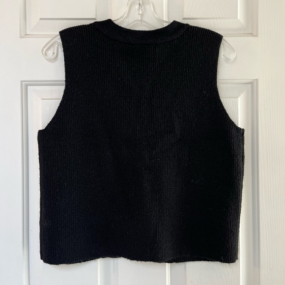 SOLD NWT Oak + Fort Black Relaxed Button Front Vest Cardigan M - Picture 9 of 16